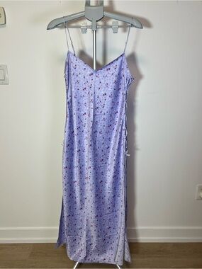 Vintage Silk & Satin Women’s Large Lavender Floral Slip Night Dress